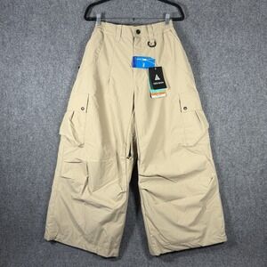 NWT GSOU SNOW Ski Snow Pants Lightweight Inner Leg Vents Baggy Khaki Mens Small